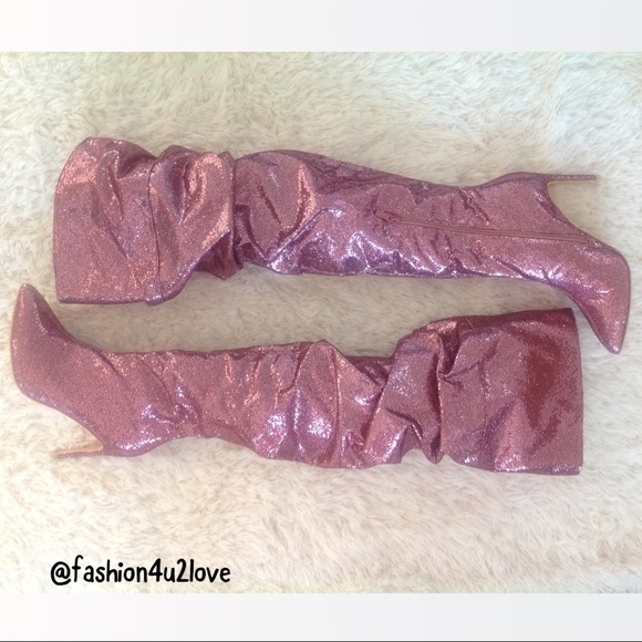 Sexy Pink Shimmering Thigh High Boots! - Picture 5 of 7